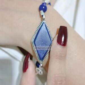 Single Handcrafted Lapis Bracelet, Bohemian Silver Kuchi Bracelet, Afghan Tribal